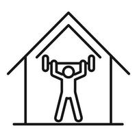 Home training barbell icon, outline style vector