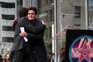Chuck Lorre and Charlie Sheen at the Hollywood Walk of Fame Ceremony for Chuck Lorre TV Writer and Producer in Los Angeles,CA on March 12, 2009 photo