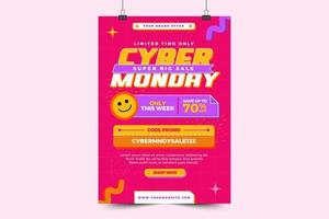 Cyber Monday poster or flyer template is easy to customize vector