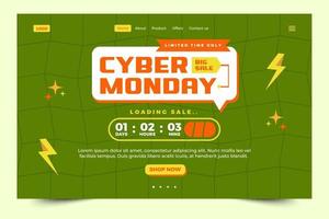 Cyber Monday landing page design template is easy to customize vector