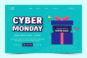 Cyber Monday landing page design template is easy to customize vector