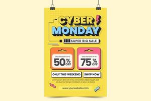 Cyber Monday poster or flyer template is easy to customize vector