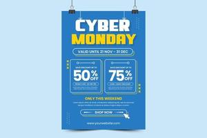 Cyber Monday poster or flyer template is easy to customize vector