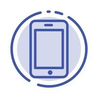 icono de línea de línea punteada azul de llamada de teléfono móvil celular vector