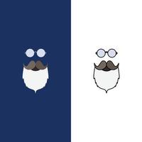 moustache Hipster movember beared men Flat Color Icon Vector