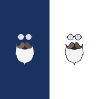 moustache Hipster movember beared men Flat Color Icon Vector