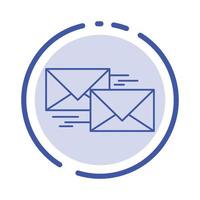 correo respuesta reenviar correspondencia comercial carta azul línea punteada icono de línea vector