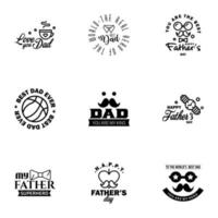 Happy Fathers Day vector hand lettering 9 Black Calligraphy illustration for greeting card festival poster etc Editable Vector Design Elements