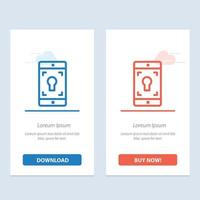 Application Mobile Mobile Application Screen  Blue and Red Download and Buy Now web Widget Card Template vector