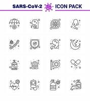 Covid19 icon set for infographic 16 Line pack such as bacterium health bacteria drops allergy viral coronavirus 2019nov disease Vector Design Elements