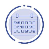 Calendar Date Month Year Time Blue Dotted Line Line Icon vector