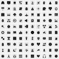 Set of 100 Business Solid Glyph icons vector