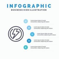 icono de línea de alimentación de la industria de voltaje de luz de perno con fondo de infografía de presentación de 5 pasos vector