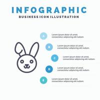 Bunny Easter Rabbit Line icon with 5 steps presentation infographics Background vector