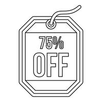 Sale tag 75 percent off icon, outline style vector