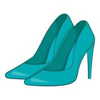 icono de zapatos azules de mujer, estilo de dibujos animados vector