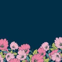 ilustración dibujada a mano de plantas y flores de belleza en estilo de arte de línea colorida para fondo, patrón floral, invitaciones e impresión de tela vector