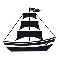 Boat with sails icon, simple style vector