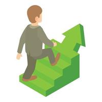 Businessman running up career ladder icon vector