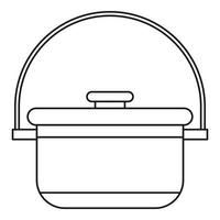 Cauldron with lid icon, outline style vector