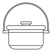 Cauldron with lid icon, outline style vector