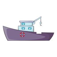 Ship for catching fish icon, cartoon style vector