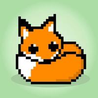 8-bit pixel of fox. Animal in Vector illustration for cross stitch and game assets.