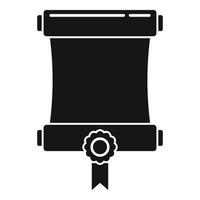 icono de diploma de rollo de atestación, estilo simple vector