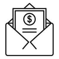 icono de correo de dinero de crédito, estilo de esquema vector