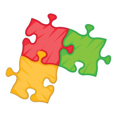 Puzzle piece icon, cartoon style