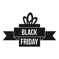 Black friday ribbon icon, simple style vector