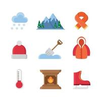 conjunto de iconos de elementos de temporada de invierno vector