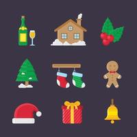 conjunto de iconos de elementos navideños vector