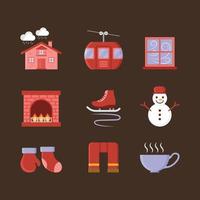 Set Of Winter Season Element Icons vector