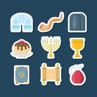 conjunto de etiquetas engomadas del evento de hanukkah vector