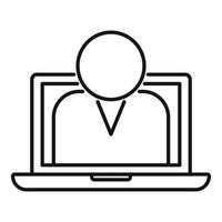 Online laptop broker icon, outline style vector