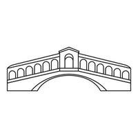 puente de rialto en icono de venecia, estilo de esquema vector