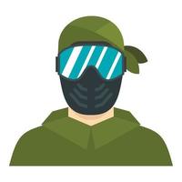 Paintball player icon, flat style vector