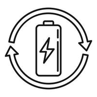 Recycle battery icon, outline style vector