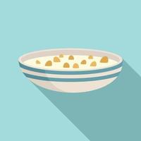 Cereal flakes with milk icon, flat style vector