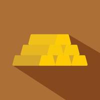 Gold bar icon, flat style vector