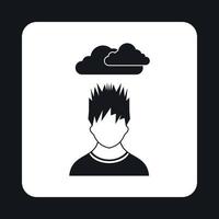 Depressed man icon, simple style vector