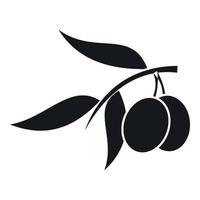 Olive tree branch with two olives icon vector