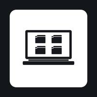 Folder on laptop icon, simple style vector