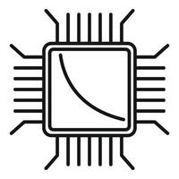 icono de microchip de pc de nanotecnología, estilo de contorno vector