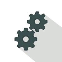 Gear icon, flat style vector