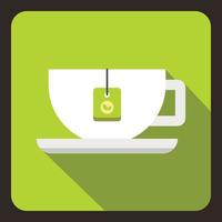 Cup of tea icon, flat style vector