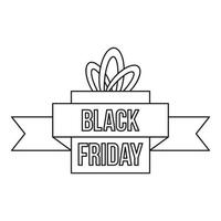 Black friday ribbon icon, outline style vector