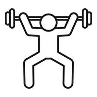 icono de entrenamiento con pesas en el gimnasio, estilo de contorno vector