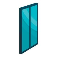 Blue glass door icon, cartoon style vector